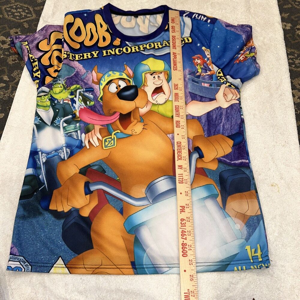Scooby Doo All Over Print Cartoon Graphic Poly T-Shirt Adult Size Medium Unisex